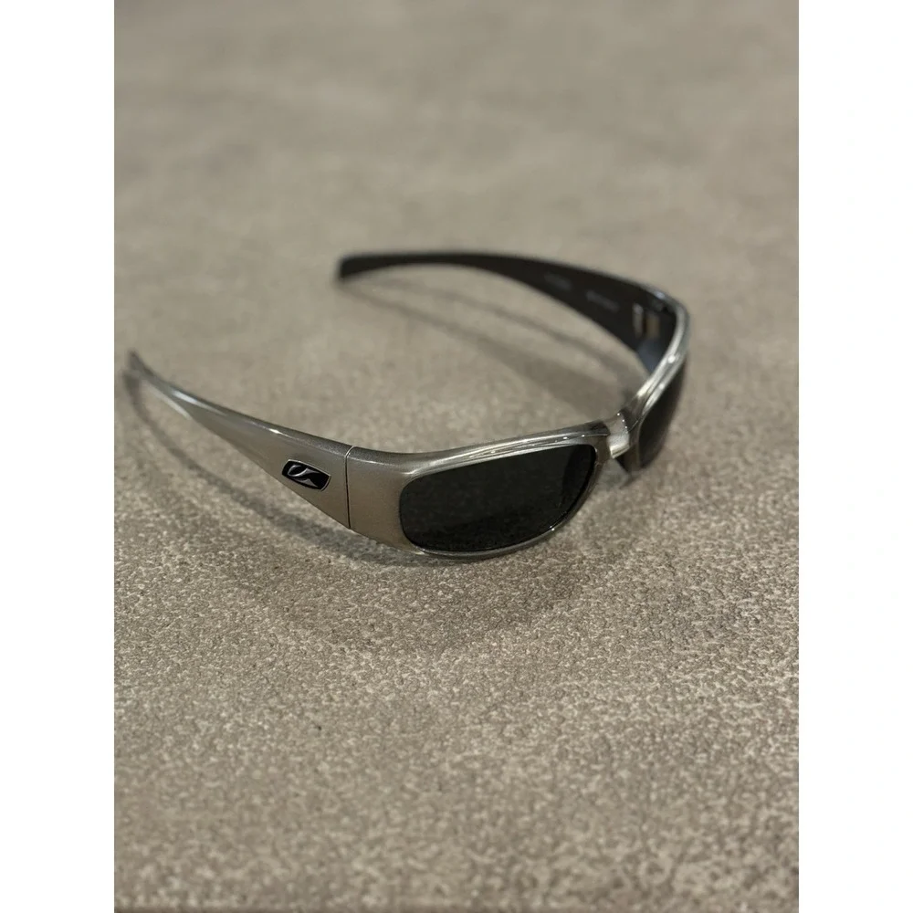 Kaenon NEW Men's Silver Polarized Full Rim Rhino Wrap Black Lenses Sunglasses